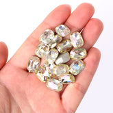 Luminous Green Cushion Shape High Quality Glass Pointed Back Fancy Rhinestones WholesaleRhinestone